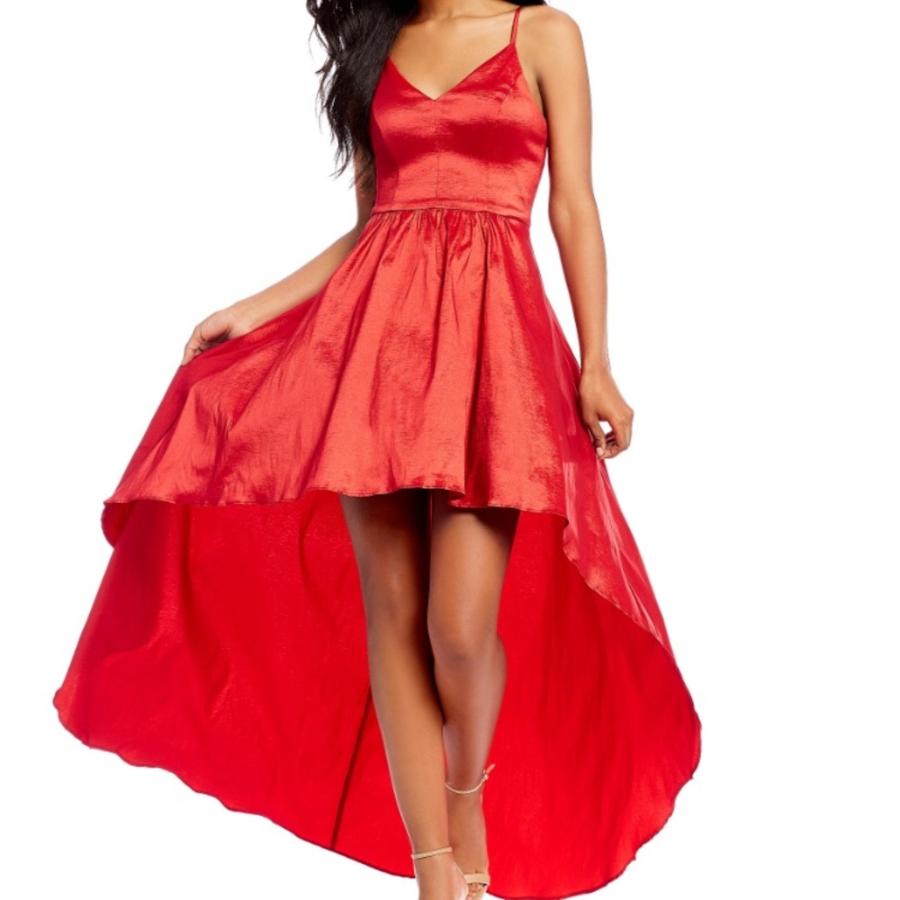 Strappy Red Hi Lo Homecoming Dress. - Size 13/14